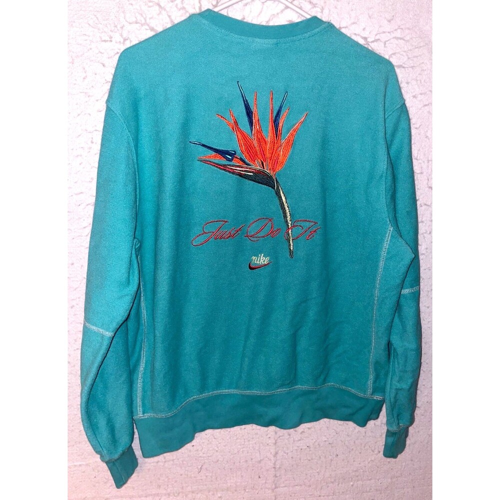 Nike Sportswear Club Men's French Terry Cloth Teal Sweatshirt Sz M Just do it
